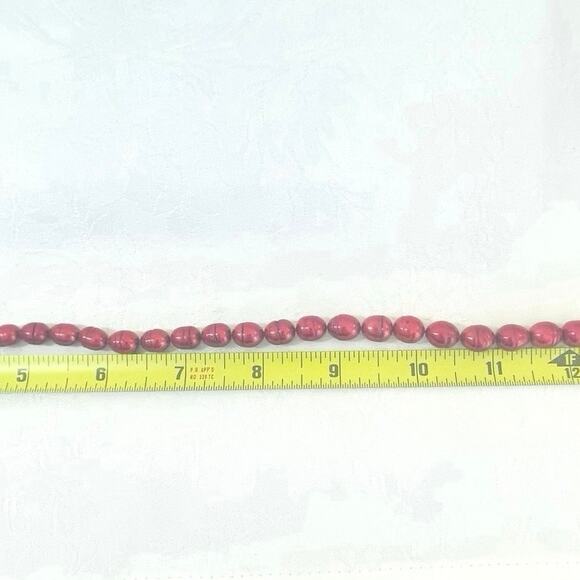 HONORA 925 Red Pearl 18" +2" NECKLACE EARRINGS BRACELET  Set Stretch Drop Dangle - Picture 11 of 13